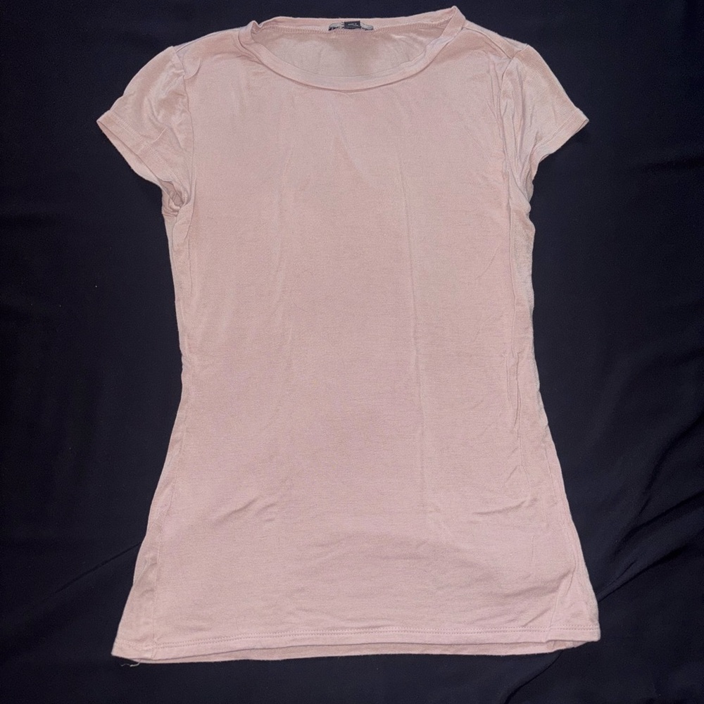 Express Pink Fitted Short Sleeve Tee